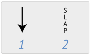 The best way to practice this technique is by alternating downstrokes and slaps